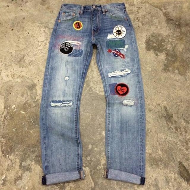 【Levis】513 搖滾摩登修身直筒丹寧褲 / 貼布 / 破壞補丁