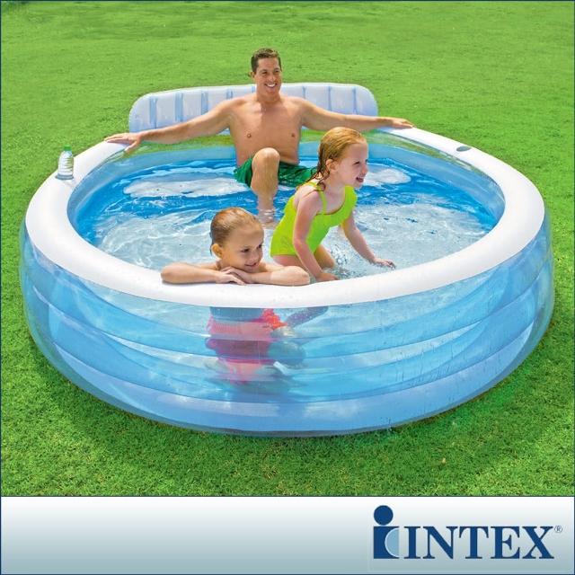 【INTEX】圓型藍色有靠背游泳池 640L(57190)試用文