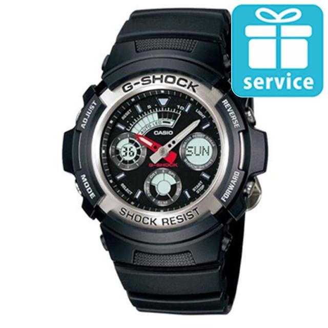 【CASIO】G-SHOCK 實用運動風雙顯指針錶(AW-590-1A)限時下殺