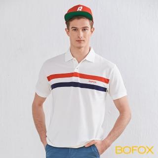 【BOFOX 寶狐】簡約雙色條紋POLO衫(白)