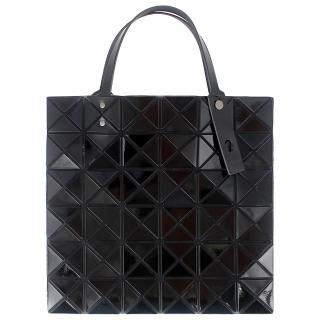 【ISSEY MIYAKE 三宅一生】BAOBAO亮面方格6x6透光手提包(黑色/小)