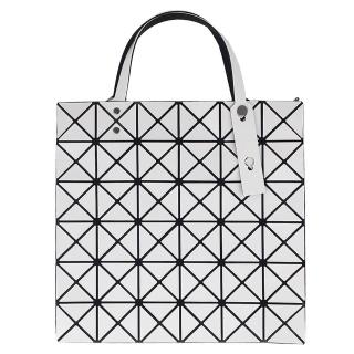 【ISSEY MIYAKE 三宅一生】BAOBAO亮面方格6x6透光手提包(白色/小)