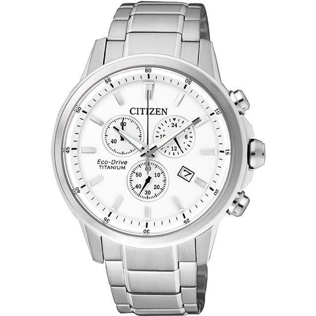 【CITIZEN】ECO-Drive 鈦金屬計時腕錶-銀/42mm(AT2340-81A)