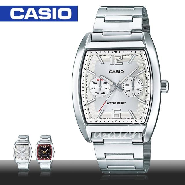 【CASIO 卡西歐】時尚指針酒桶型不鏽鋼男錶(MTP-E302D)網路狂銷