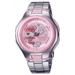 【CASIO】Poptone系列可愛甜心雙顯指針錶(LCF-10D-4A)