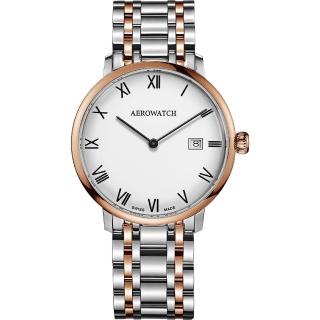 【aerowatch】heritage系列尊爵时尚石英腕表-白x双色版/40mm(a21976