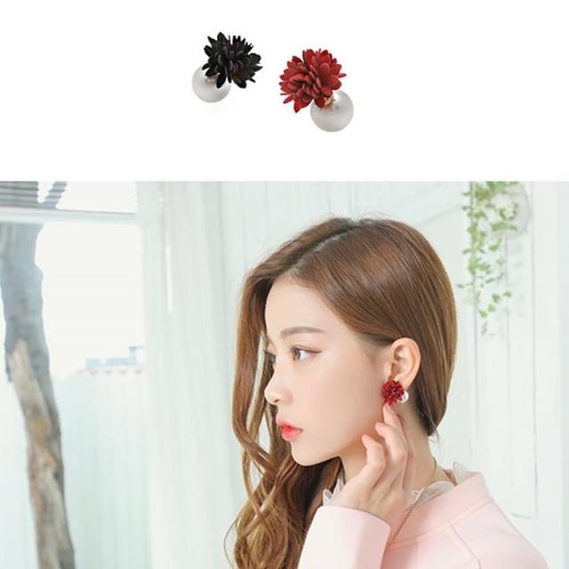 【梨花HaNA】韓國雙面十足綻放溫柔花卉珍珠耳環福利品出清