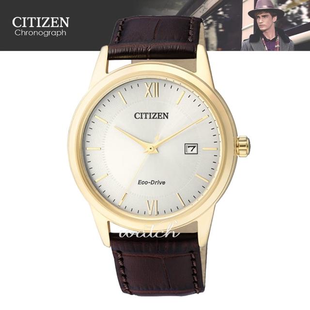 【CITIZEN 日系星辰】極簡羅馬 光動能休閒復古 皮革男錶(AW1232-12A)