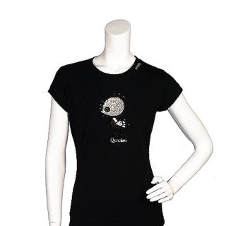 【PINKO】俏皮串珠繡縫可愛小雞造型短袖T shirt(M-黑色11D0UZ nero limousin)
