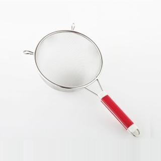 【PUSH! 餐具廚房用品】不銹鋼雙耳撈勺漏勺過濾網勺密網油撈勺 大號(D57)