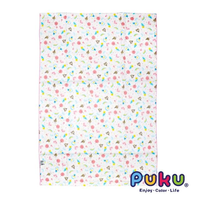 【PUKU藍色企鵝】PUKU印花紗布大浴巾-70*100cm(粉色)福利品出清