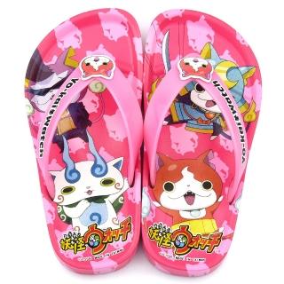 【童鞋城堡】妖怪手錶 中童 不對稱圖夾腳拖鞋(YW2112-粉)
