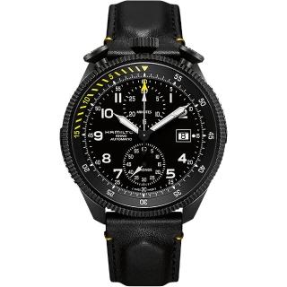 【Hamilton】漢米爾頓 KHAKI AVIATION 限量飛行員機械腕錶-黑/46mm(H76786733)