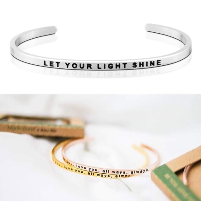 如何購買【MANTRABAND】美國悄悄話手環 Let Your Light Shine 閃耀你的光芒 銀色(悄悄話手環)