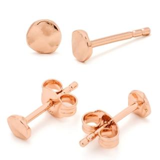 【GORJANA】美國品牌 CHLOE MINI 迷你圓形 玫瑰金耳環(手工波浪紋)