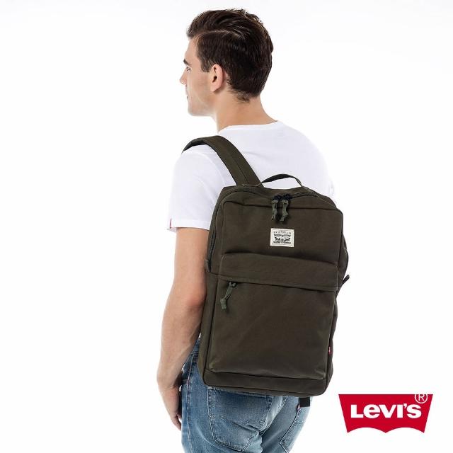 【Levis】男款經典雙馬車標誌印花軍綠色後背包網路狂銷