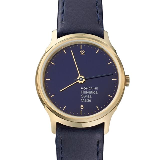 【MONDAINE瑞士國鐵】Helvetica海軍藍限量腕錶(霧金框/26mm)
