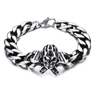 【米蘭精品】鈦鋼手鍊流行飾品(霸氣個性創意骷髏頭情人節生日禮物男配件73cp99)