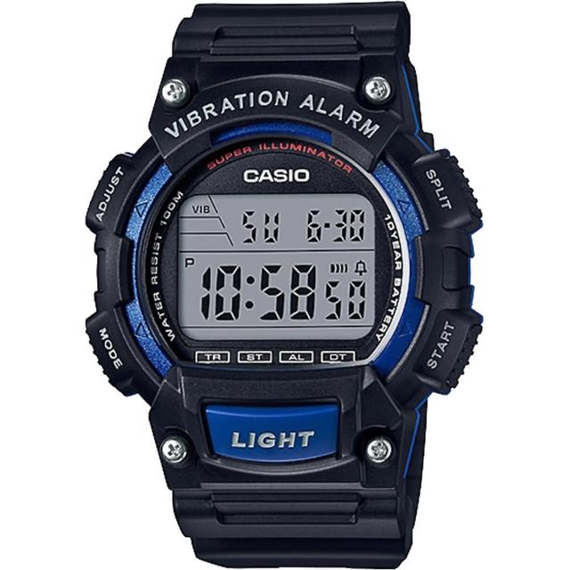 【CASIO】卡西歐 十年電力運動腕錶-黑x藍(W-736H-2AVDF)讓你愛不釋手