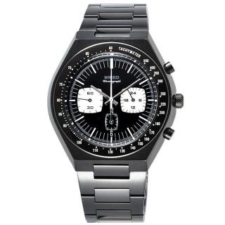 【ALBA】WIREDTomoki Models 都會三眼計時腕錶-IP黑(7T11-X006SD)