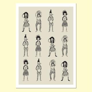 【摩達客】西班牙知名插畫家Judy Kaufmann藝術創作海報掛畫裝飾畫-女人們(附本人簽名 含木框)