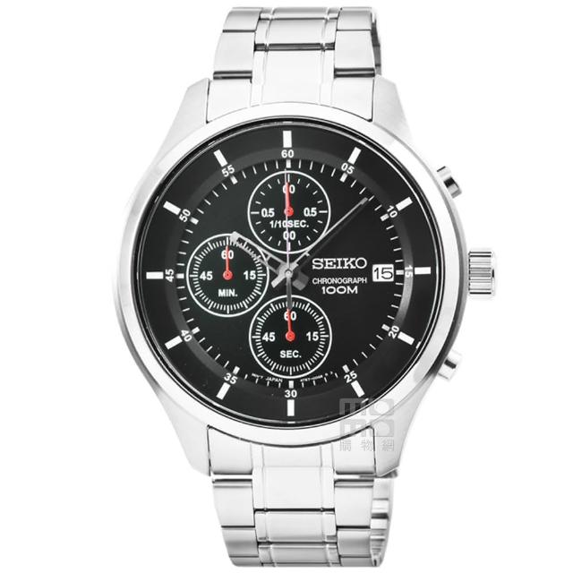 【SEIKO】精工三眼計時賽車錶-黑(SKS539P1)限量搶購