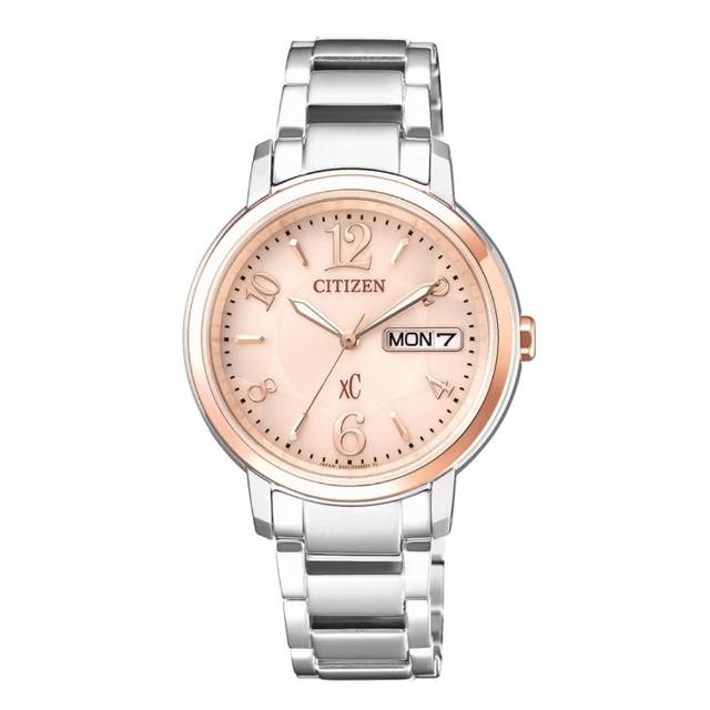 【CITIZEN XC】優雅甜美光動能計時時尚玫瑰金腕錶(EW2424-50W)