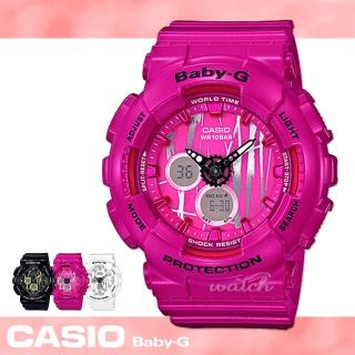 【CASIO卡西歐BABY-G系列】時尚精選_塗鴉錶盤設計_耐衝擊構造_防水_LED燈_女錶(BA-120SP)