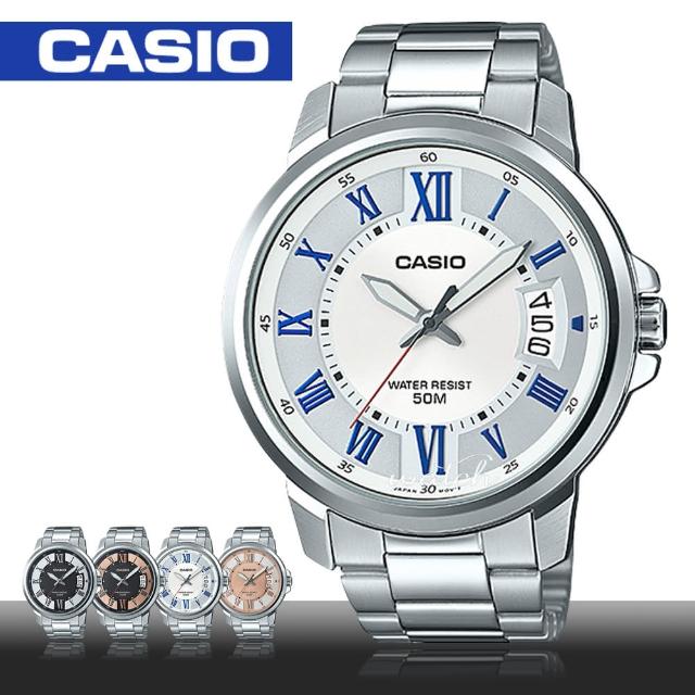 【CASIO 卡西歐】簡單大方_不鏽鋼錶帶_日期顯示_防水_礦物玻璃_指針男錶(MTP-E130D)