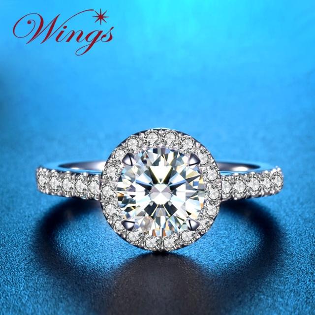 【WINGS】燦星 經典環鑽時尚款 八心八箭精鍍白金戒指(女戒 鋯鑽 擬真鑽 單鑽)買到賺到