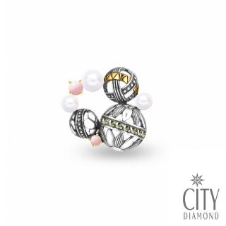 【City Diamond引雅】天然珍珠幾何圓形/別針/徽章-黃K(東京Yuki系列)
