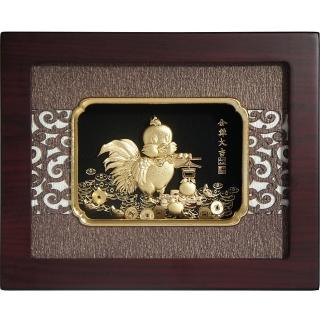 【開運陶源】金箔畫 純金(金雞大吉)