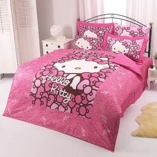 【享夢城堡】精梳棉雙人床罩兩用被套六件組(HELLO KITTY 我的RIBBON時尚-粉)