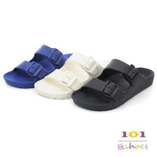 【101玩shoes】一體成形輕量防水柏肯拖鞋-男款-女大尺碼可穿(白.黑.2色.40-43碼)