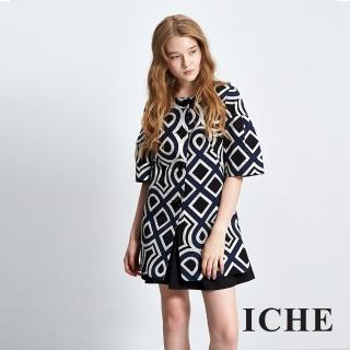 【ICHE 衣哲】幾何提花五分寬袖外套