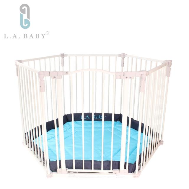 【L.A. Baby 加州貝比】多功能兒童安全圍欄(軟墊綠色)