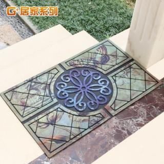【G+居家】古典雕花橡膠植絨迎賓戶外地墊(巴洛克)