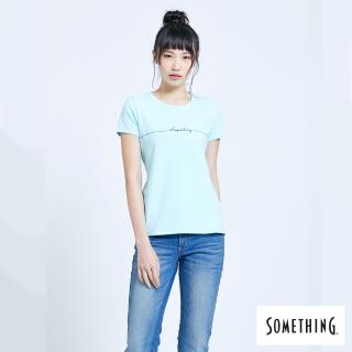 【SOMETHING】心電圖LOGO繡線圓領短T恤(水藍色)