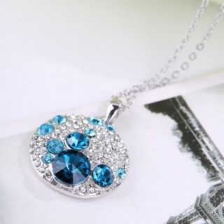 【米蘭精品】項鍊水晶流行飾品(鑲鑽高貴典雅圓形吸晴母親節情人節生日禮物8色73aj8)