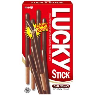 【Meiji 明治】Lucky 巧克力口味棒狀餅乾 45g(巧克力棒)