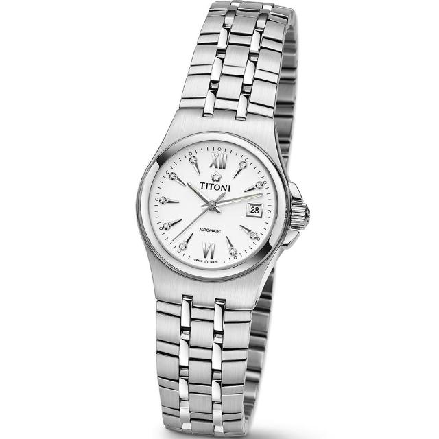 【TITONI 瑞士梅花錶】Impetus 動力系列-白色錶盤鋼帶錶帶/27mm(23730 S-271)