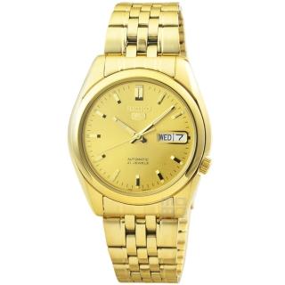 【SEIKO】精工5號機械鋼帶男錶-金(SNK366K1)