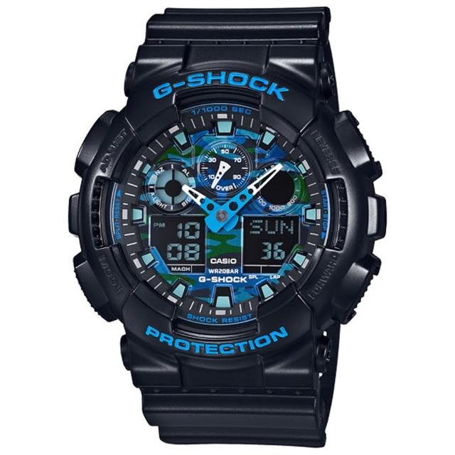 【CASIO】G-SHOCK冷冽迷彩酷炫風格腕錶(GA-100CB-1A)