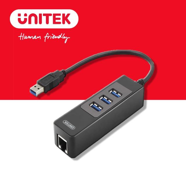 【UNITEK 優越者USB3.0有線網卡+3埠HUB】Y-3045C