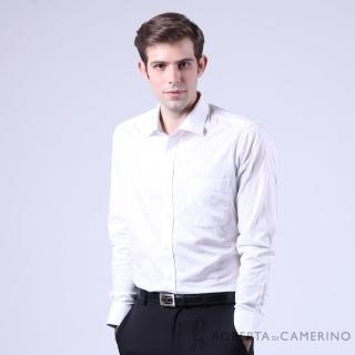 【ROBERTA諾貝達】進口素材 台灣製 合身版 純棉花紋緹花長袖襯衫(白色)