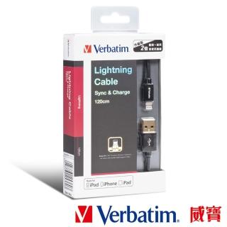 【Verbatim】Apple MFi認證鋁合金充電傳輸線120cm-黑(速達)