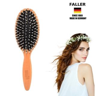 【德國FALLER芙樂梳具刷具】FSC櫸木橢圓黑豚鬃柔珠氣墊梳(讓您的秀髮閃耀動人)