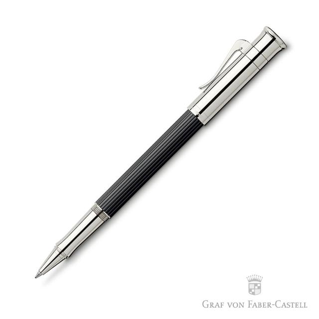 【GRAF VON FABER-CASTELL】鍍白金黑檀木 鋼珠筆(經典系列)