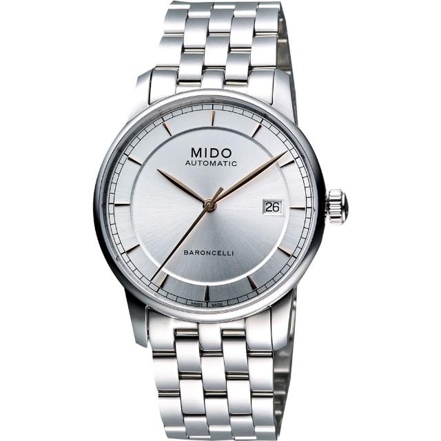 【MIDO】Baroncelli II 爵士時尚機械腕錶-銀/38mm(M86004101)