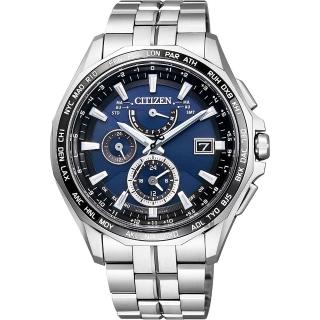 【CITIZEN】星辰 光動能電波鈦金屬腕錶-藍x銀/42mm(AT9090-53L)